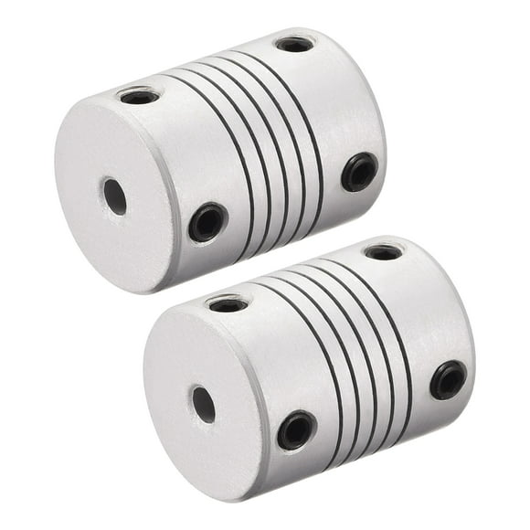 uxcell 8mm to 9mm Aluminum Alloy Shaft Coupling Flexible Coupler Motor Connector Joint L25xD19 Silver,2pcs 